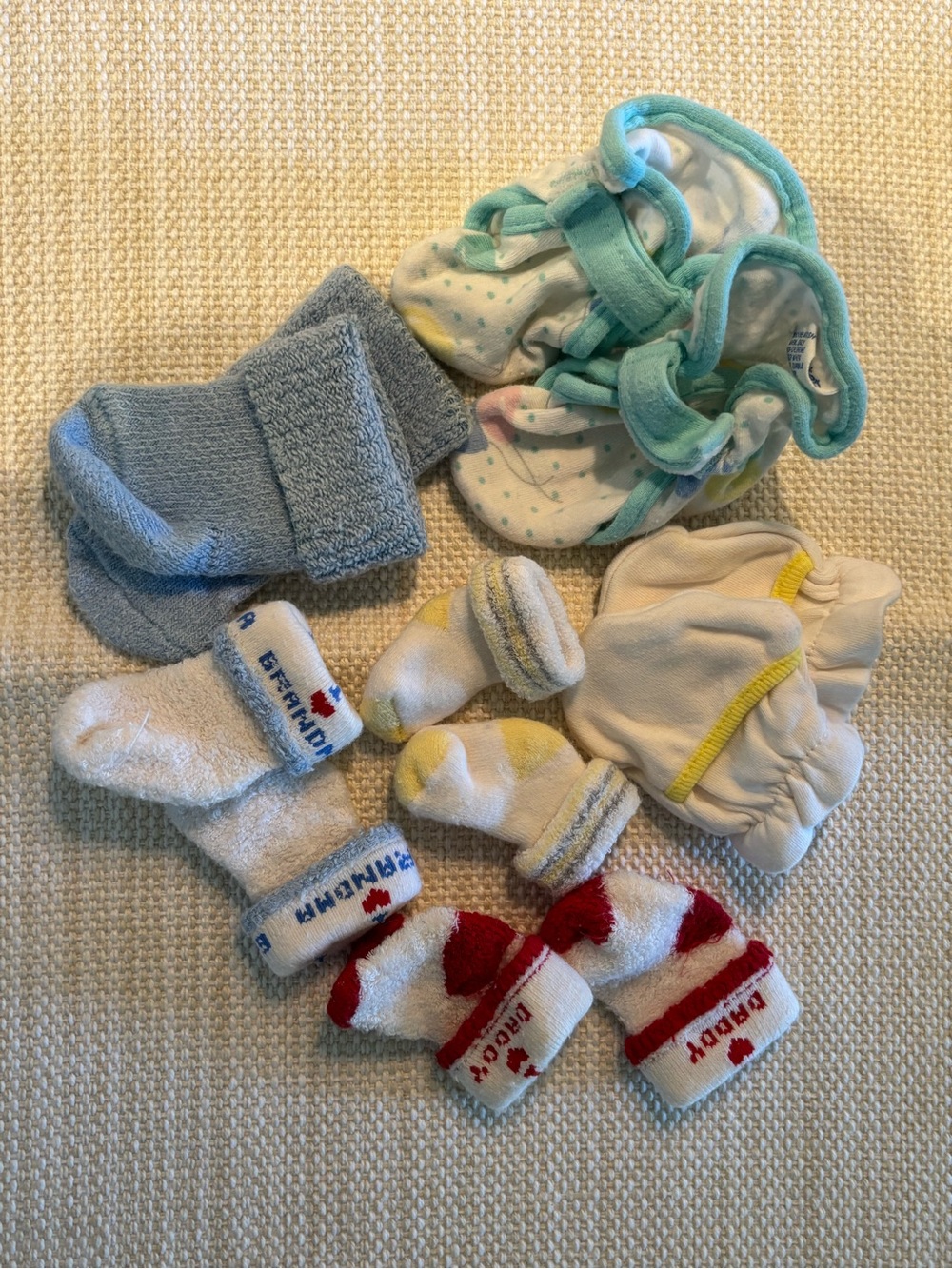 Vintage 1994 Soft Baby Terry Socks, Cozy Infant Booties and Mittens Bundle